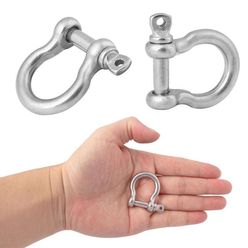 GENHAKON 25 Packs 1/4 Inch 304 Stainless Steel D Ring Shackles Set for Outdoor Adventure?Traction Steel Wire and Heavy Duty Construction, Bow Shape, Anchor Shackles 6 mm, by - Image 3